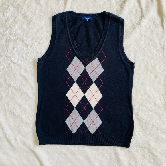 Reitmans Argyle Sweater Vest - Black & Grey - Picture 1 of 8